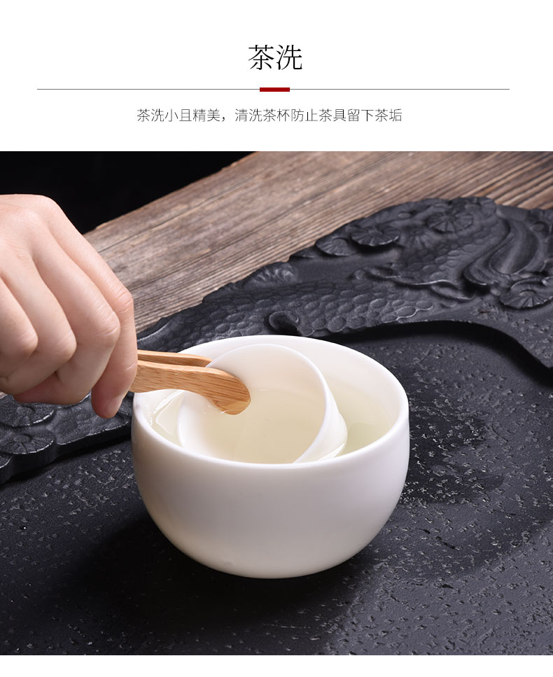 HaoFeng jade porcelain dehua white porcelain of China kung fu tea set the teapot teacup tureen home office gift box