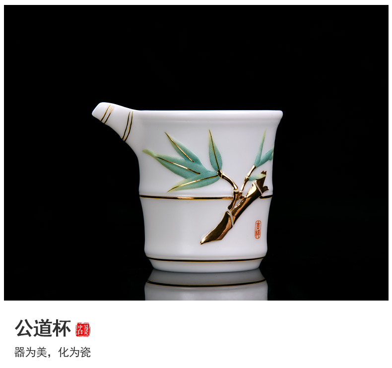 HaoFeng tea sets ceramic household white porcelain kung fu tea cups dehua undressed ore suet jade porcelain of a complete set of tea service