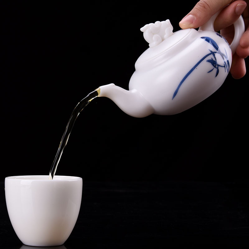 HaoFeng dehua white porcelain white porcelain jade teapot household China CiHu ceramic kung fu single pot of tea tea accessories