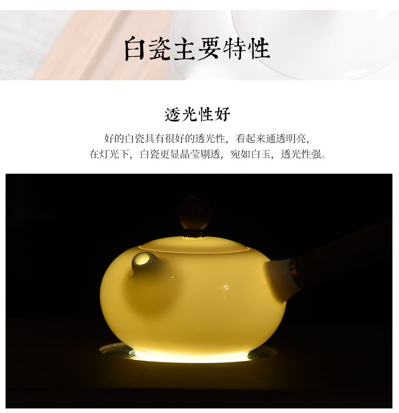 HaoFeng dehua porcelain white porcelain kung fu tea set jade teapot teacup a pot of 2 cup travel office gift box