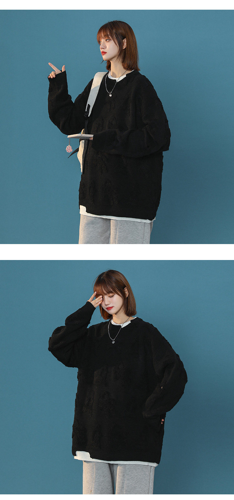Damen Winterpullover Mit Gesticktem Frottee-detail Und Rundhals_voghion.com