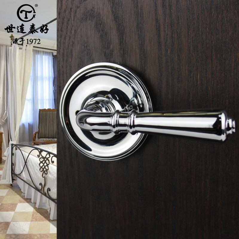 Shilingtai Good Indoor Bedroom Toilet Kitchen All-copper Keyless Door Lock Handle Gold Pure Copper Household Lock