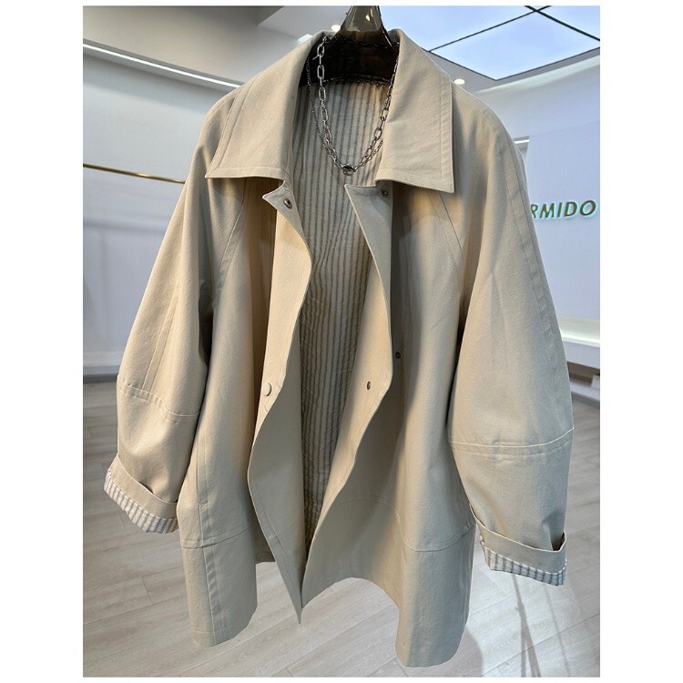 Extra Large Size 300 Pounds British Style Fashionable Lapel Trench Coat for Men and Women, New Spring Loose Mid-Length Coat