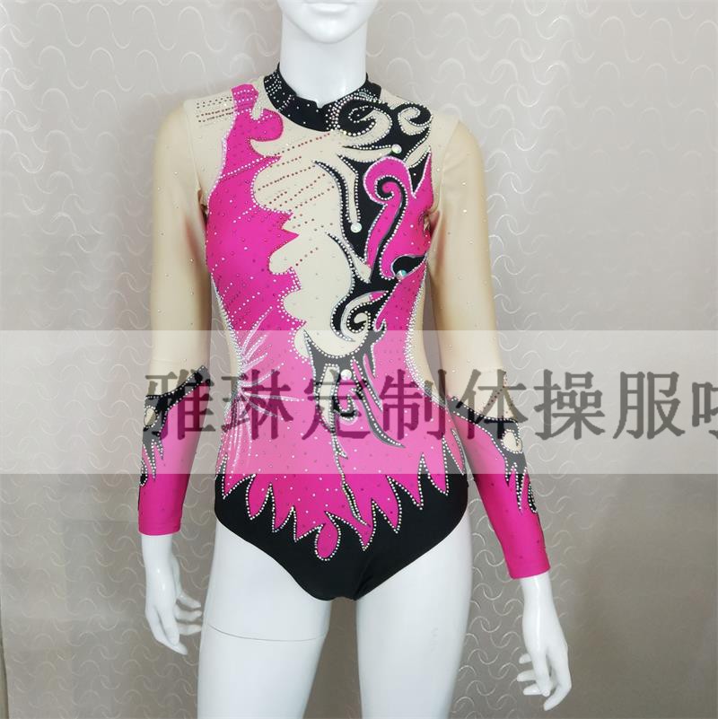Yalene Custom bodybuilding Gymnastics Suit Art Gymnastics gymnastics Gymnastics Fitness and Gymnastics Fitness Bodysuit New Scalding and Decorative Rose