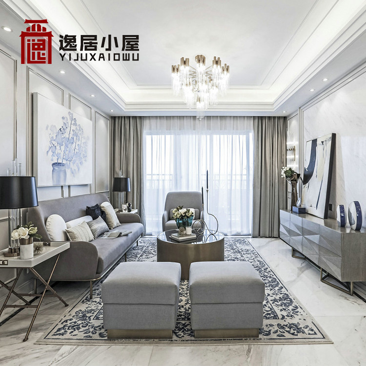 Post-modern Italian light luxury sofa combination Vanke small apartment living room fully equipped model room furniture factory spot