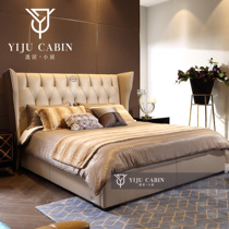 Italian Bentley Modern Genuine Leather Luxury AX Twin Beds United Hair villas Bedroom Soft Wedding Bed Furniture Customised