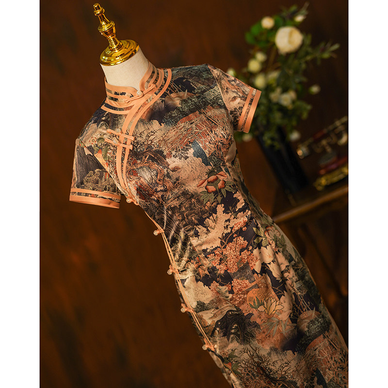 Retro Mom Qipao 2022 New Improved Daily Long Version National Tide Old Shanghai China Wind Dress Summer