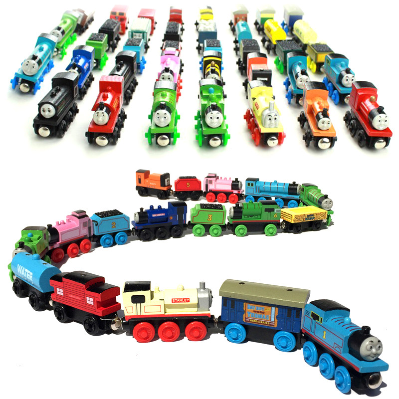 Children's wooden train car set sliding magnetic train wooden track baby birthday gift toy