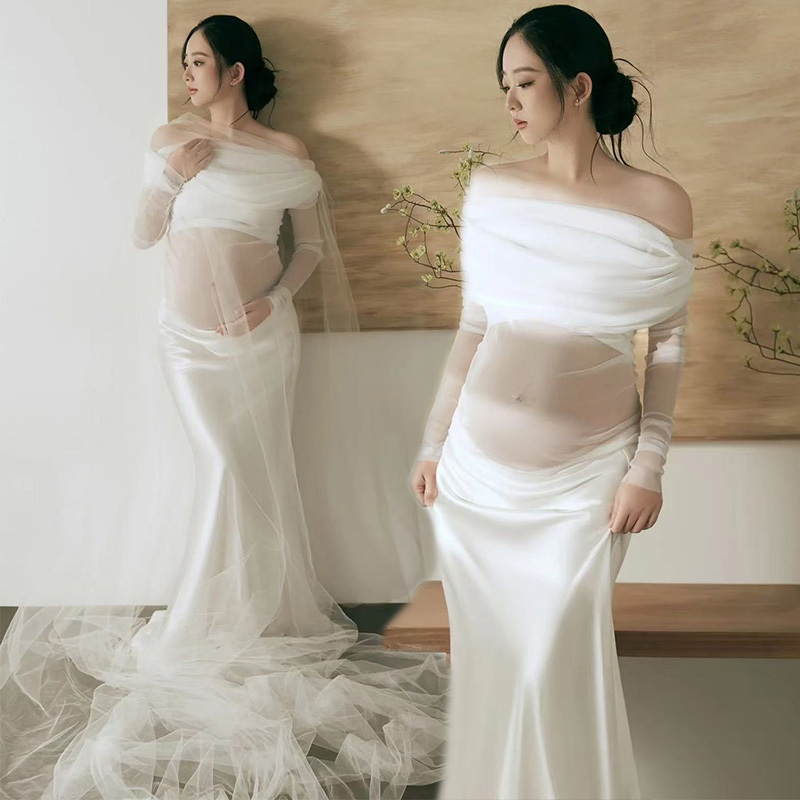 Photo Studio's New Maternity Photography High-End White Dress, Elegant and Fashionable Dress, Mommy Art Photo Shoot Outfit Photo Studio's New Maternity Photography High-End White Dress, Elegant and Fashionable Dress, Mommy Art Photo Shoot Outfit