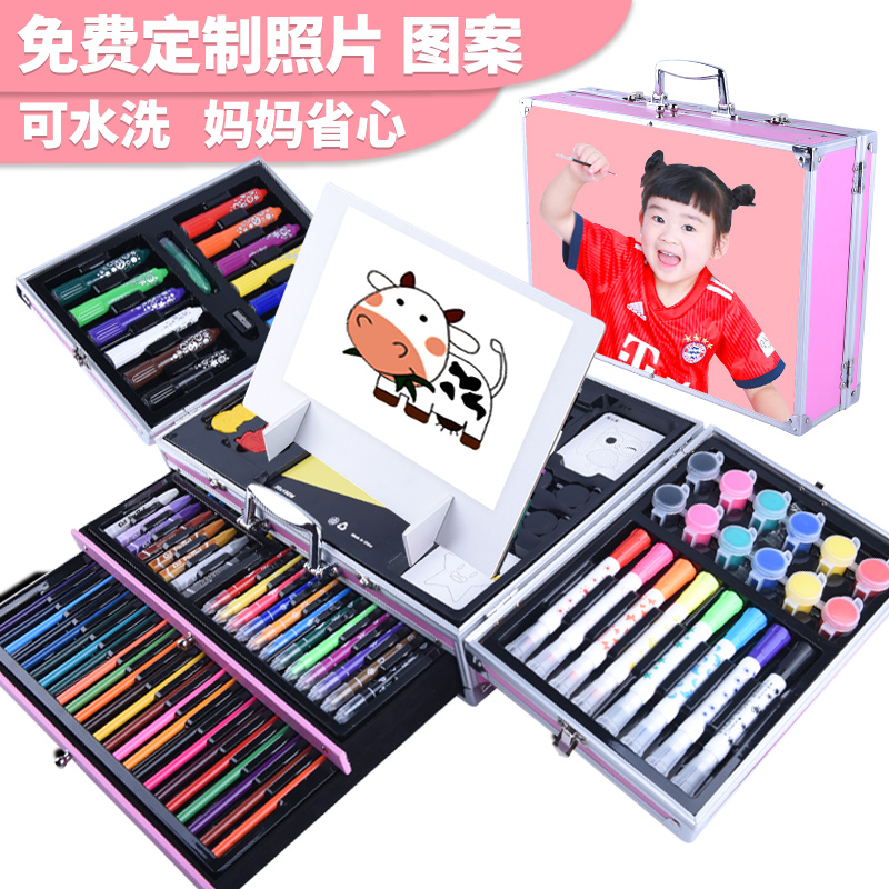 Watercolor Pen Suit Drawing Pen Kindergarten Color Pen Painting Color Pen pen Color pen cap box Safe non-toxic washable toddler baby gift box Graffiti pen wax pen fine art birthday gift elementary school children