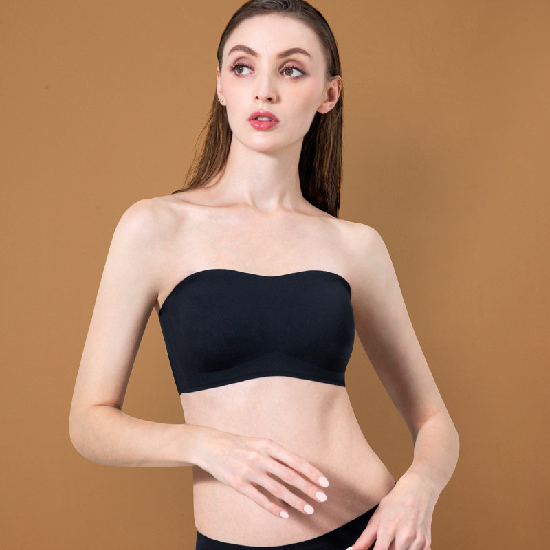 Invisible bra all-match wrap chest strapless tube top underwear women's anti-lighting small chest gathered anti-sagging summer thin section