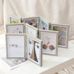 Creative One-Piece Combination Foldableing Photo Frame Table Two-Part Triple 6-Inch 7inch 8inch Wooden 70% off Photo Frame Wood Color