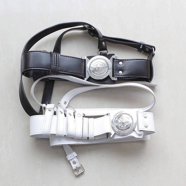 New security belt belt belt on duty armed belt double cowhide leather leather crossbody strap shoulder strap black thick