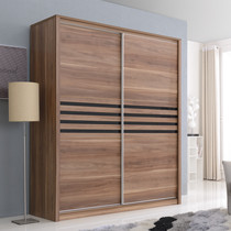 1 M 8 walnut color sliding door wardrobe combination sliding door sliding door wardrobe hanger simple modern solid wood particles 68