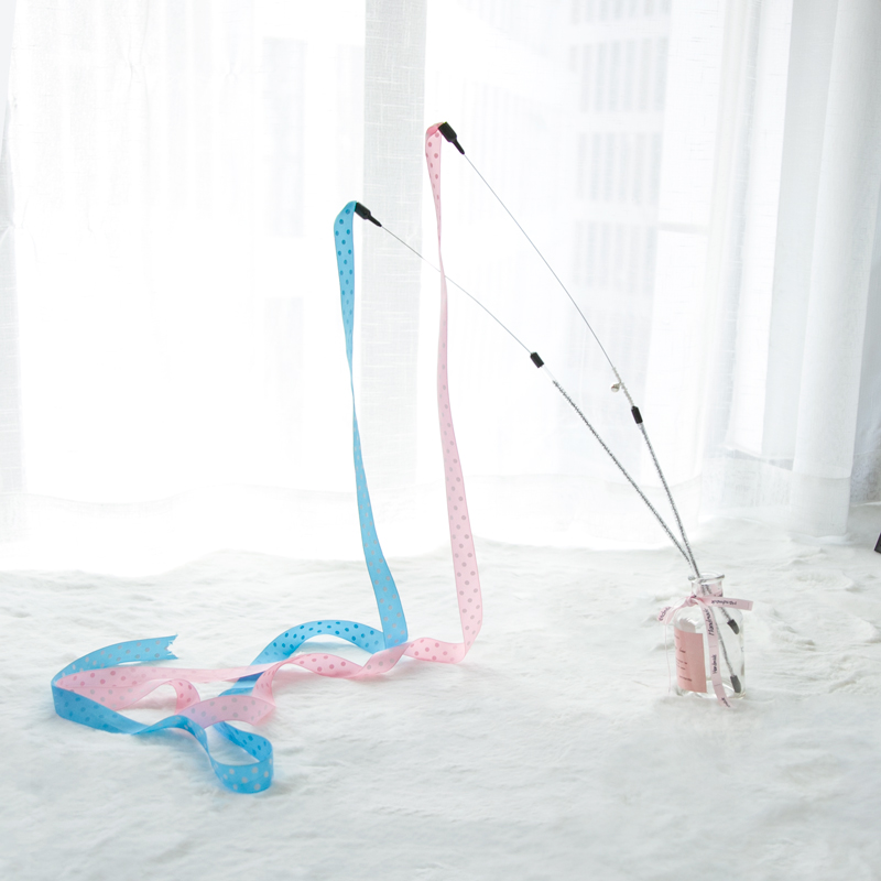 Cat sticks resistant to bite molars cat toys cat supplies steel wire Bell fairy tassel long rod lengthy ribbon