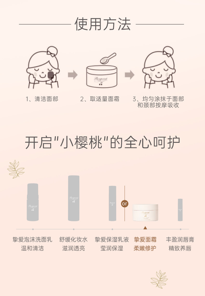 Ребенок лосьоны/кремы 【限定面霜】bonpoint小樱桃面霜保湿滋润面霜补水温和润肤霜