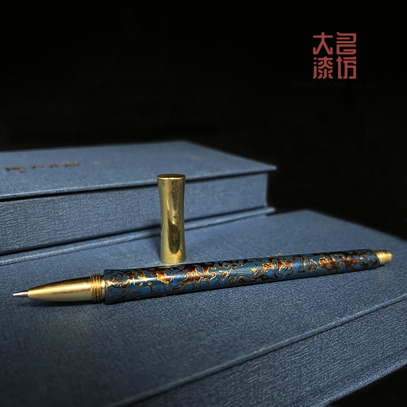 Large lacquer signature pen high-end water pen copper ebony non-heritage traditional handicraft Chinese style casual gift with hand gift