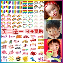 Games Face with Rainbow Colourful Strips Tattooed to the National Games Football Basketball Competition Marathon Running Stickers to the Face