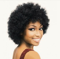 European and American fashion black explosive head wig female African small roll short curly hair fluffy punk style nightclub headgear