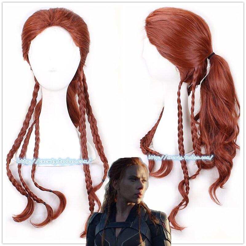 Movie New Black Widow Natasha Cosplay Wig Braid Style Movie New Black Widow Natasha Cosplay Wig Braid Style