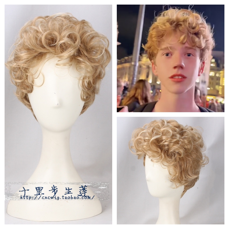 Foreigner Wigs, European and American Style, Youthful Short Curly Hair, Stylish and Handsome, Fluffy Golden Hair, Realistic Wool Curls Foreigner Wigs, European and American Style, Youthful Short Curly Hair, Stylish and Handsome, Fluffy Golden Hair, Realistic Wool Curls
