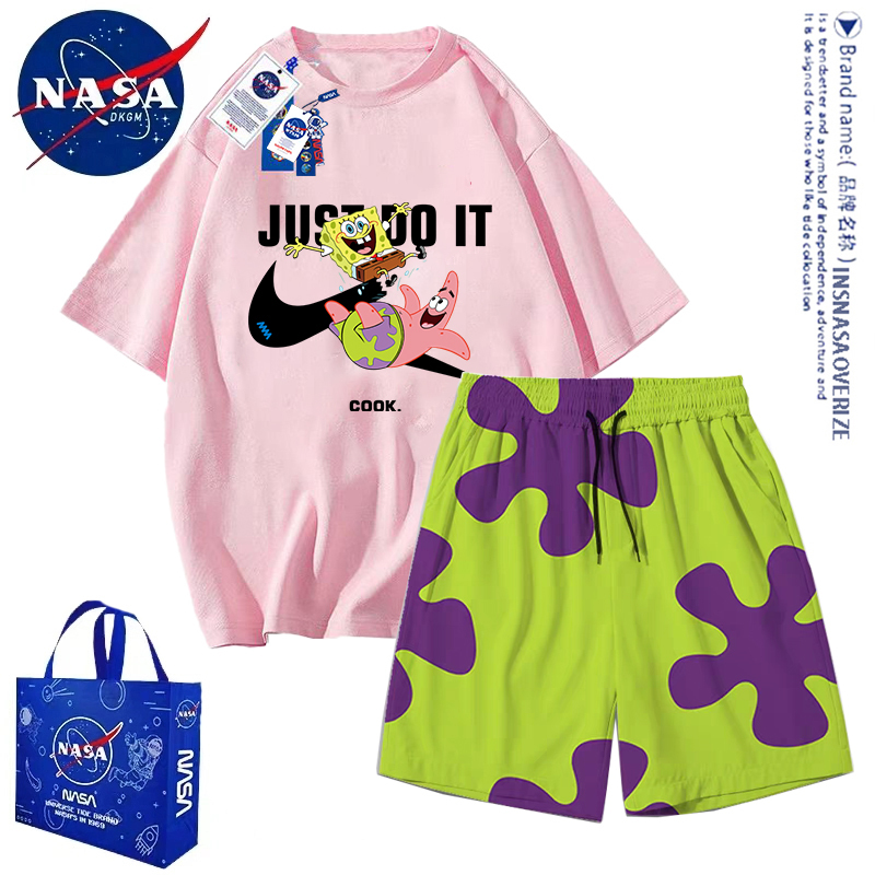 Nasa Co-Branded Patrick Star Shorts Set for Men and Women, Summer Short-Sleeved Pajamas, Casual Sports Quick-Drying Five-Point Beach Shorts Nasa Co-Branded Patrick Star Shorts Set for Men and Women, Summer Short-Sleeved Pajamas, Casual Sports Quick-Drying Five-Point Beach Shorts