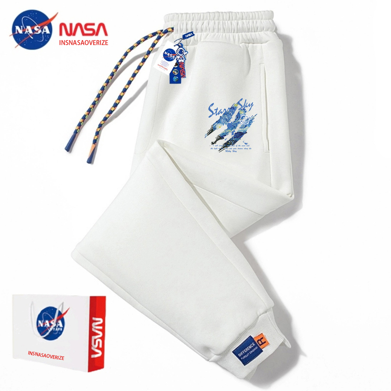 Nasa Co-Branded White Oil Painting Starry Sky Pants for Men and Women 2026 New Spring and Autumn Thin Casual Sports Jogger Pants