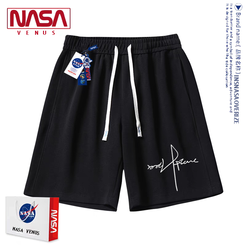 Nasa Co-Branded American-Style Shorts for Men and Women, Summer 2026 New Black Large Size Five-Point Shorts, Casual Loose Sports Pants