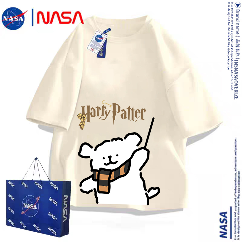 Nasa Co-Branded Harry Potter Puppy Pure Cotton Short-Sleeved Unisex Summer Cartoon Oversized Design T-Shirt Top Nasa Co-Branded Harry Potter Puppy Pure Cotton Short-Sleeved Unisex Summer Cartoon Oversized Design T-Shirt Top