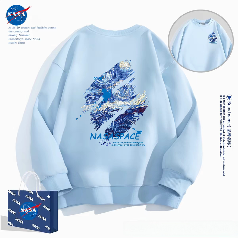 Nasa Co-Branded Van Gogh Starry Night Crewneck Sweatshirt for Men and Women, Stylish Spring, Autumn, and Winter Class Uniform Group Purchase Top Nasa Co-Branded Van Gogh Starry Night Crewneck Sweatshirt for Men and Women, Stylish Spring, Autumn, and Winter Class Uniform Group Purchase Top