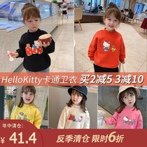 Childrens clothing Kitty velvet girls new spring clothes childrens cartoon sweater female baby Foreign style long sleeve top