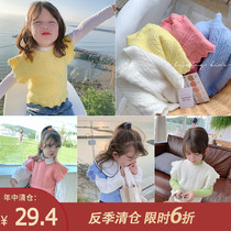Childrens clothing 2021 new children Korean knitted vest girl spring and autumn foreign style sleeveless sweater baby spring coat