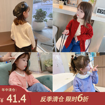 Small pudding childrens clothing 2021 new girls foreign style knitwear children Spring and Autumn Korean coat baby spring cardigan