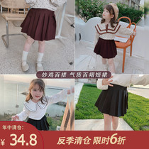 Small pudding childrens clothing 2021 New Girls spring and autumn skirt childrens foreign skirt baby spring pleated skirt tide