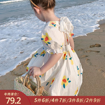 Little pudding childrens clothing 2021 new girls foreign style dress baby summer skirt childrens summer dress Princess dress thin