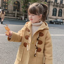 Childrens clothing children 2020 new foreign style medium long woolen coat girl Korean version thick warm woolen coat tide