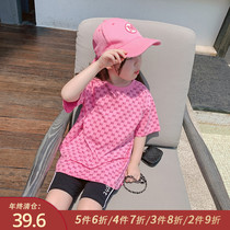 Little pudding baby baby childrens clothing 2021 New Girl print T-shirt childrens foreign style summer dress thin baby short sleeve shirt