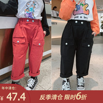 Childrens clothing 2021 New Girls spring trousers children spring clothes foreign style casual pants baby Korean loose pants tide