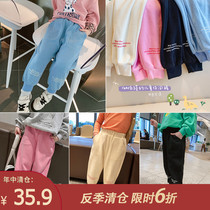 Childrens clothing 2021 new girls foreign style sports pants childrens spring pants baby spring and autumn casual ties
