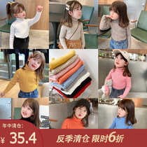 Small pudding childrens clothing winter clothing childrens new foreign baby turtleneck sweater girl thick bottoming line clothing