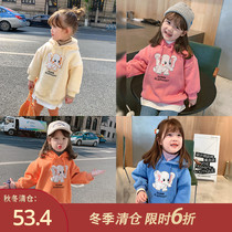 Winter childrens clothing 2020 new foreign style children plus velvet hooded sweater girls winter thick coat baby clothes