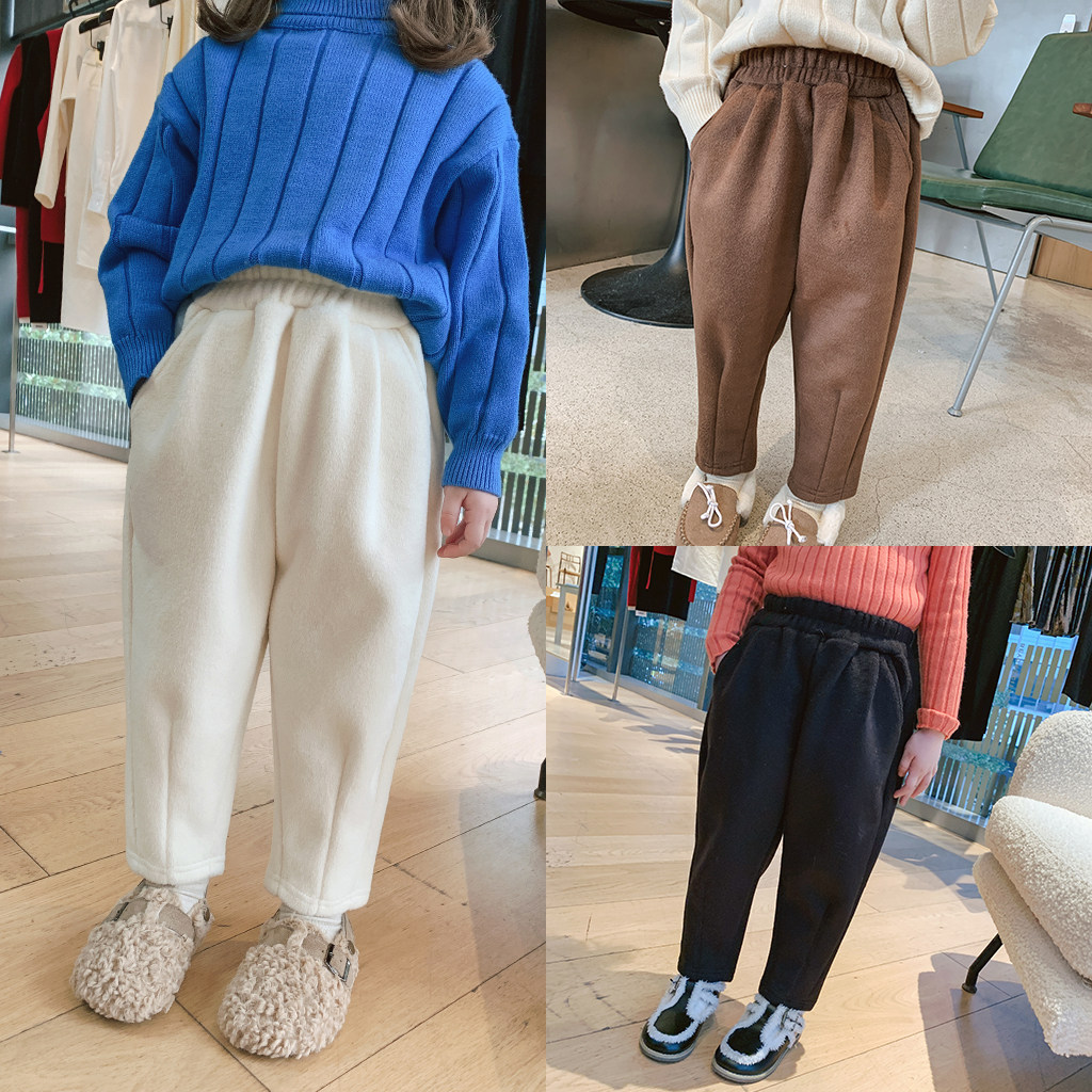 d197 children's clothing 2021 new children Winter Korean version casual pants girl foreign velvet gush thickened trousers