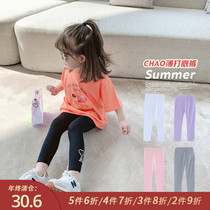 Little pudding baby baby childrens clothing 2021 new childrens foreign style slim leggings girls summer baby cartoon pants