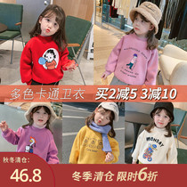 Childrens winter new foreign baby plus velvet printed sweater childrens winter warm coat girls clothes
