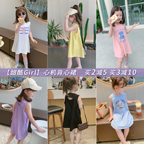 Foam foam Home Custom childrens clothing 2021 new girls Summer dress Dress Baby Cartoon Dress Children Vest Dress Thinner