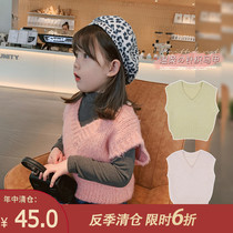 Childrens clothing 2021 New Girls spring and autumn knitted vest children Foreign style casual waistcoat baby Korean spring coat