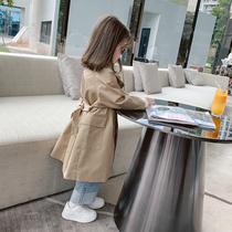 Little pudding baby baby childrens clothing 2021 New Girls spring leisure Korean version of coat children long style wind coat tide