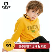 Piggy Banna childrens clothing 2021 autumn new childrens long sleeve pullover middle boy plus velvet shirt T-shirt