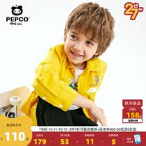 Piggy Banner childrens clothing boys shirt long sleeve cotton autumn new medium and large childrens casual shirt Joker coat tide