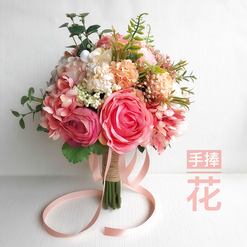 Simulation flower bride marriage wedding hand with flower ballon field bouquet fake flower celebration